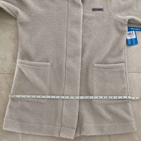 Women's Columbia Panorama Sherpa Long Jacket Coat Cream/Oatmeal/Dark Stone 1X - Picture 13 of 16